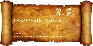 Mohácsik Fulvia névjegykártya